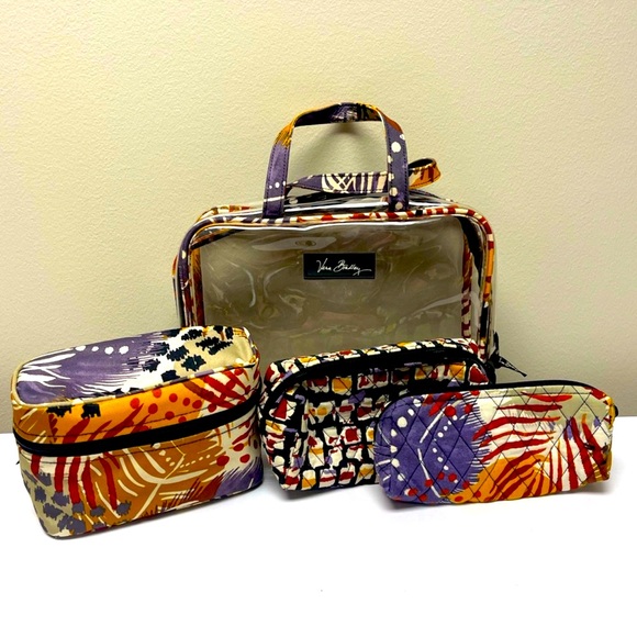 Vera Bradley Women's 4 Piece Organizer Set Cosmetic Makeup Bag, Jungle Various - Picture 1 of 12